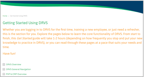 Getting Started Using DRVS