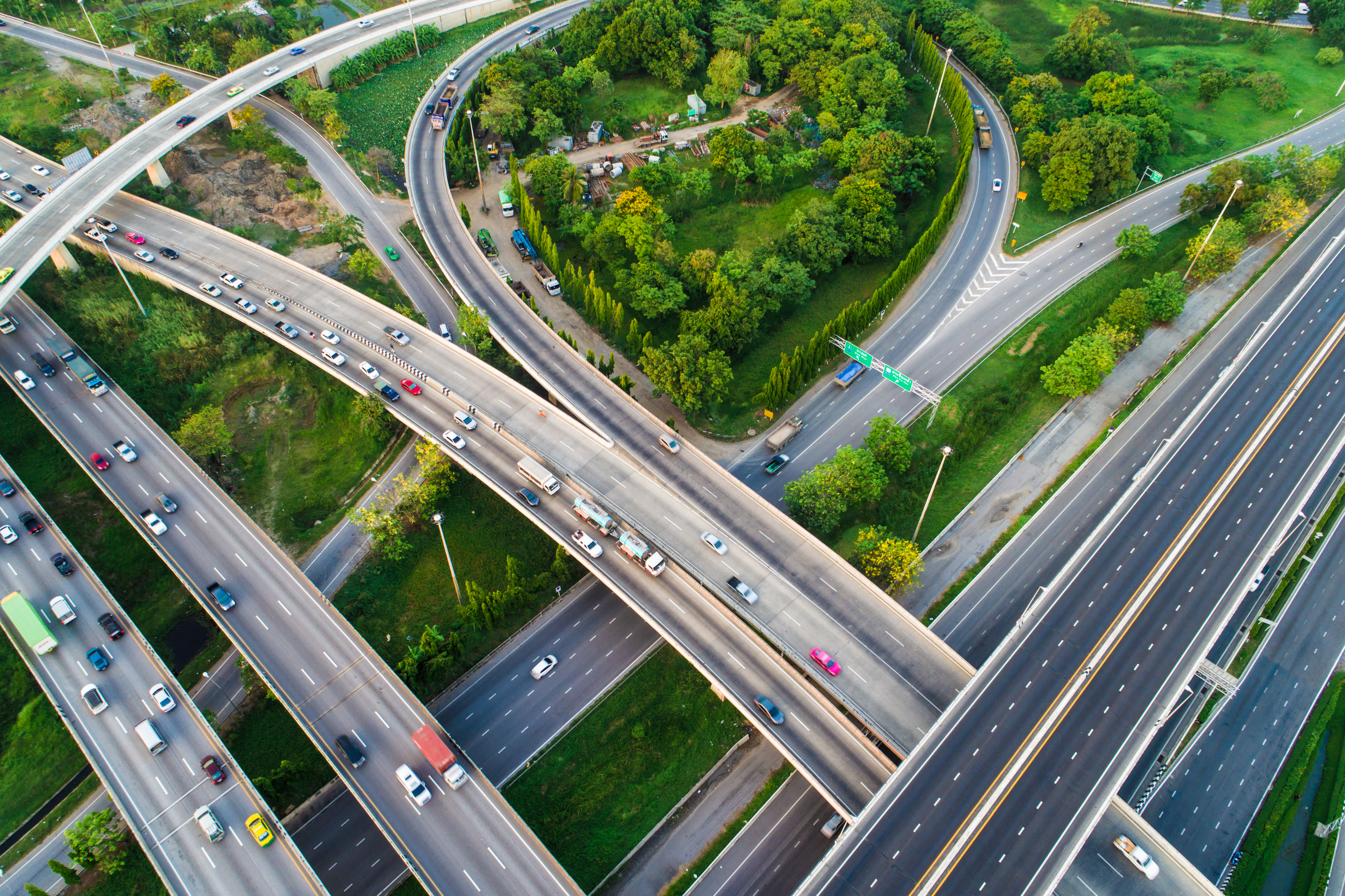 Aerial view of a highway